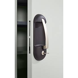 Magazinschrank, 1980 mm hoch, 12 Böden, ohne Kästen, mit Türen, lichtgrau