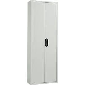 Magazinschrank, 1980 mm hoch, 15 Böden, ohne Kästen, mit Türen, lichtgrau