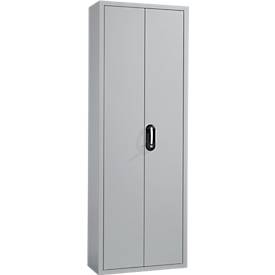 Magazinschrank, 1980 mm hoch, 18 Böden, ohne Kästen, mit Türen, hellsilber