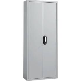 Magazinschrank C+P Serie 13, 10 Fachböden, abschließbar, B 700 x T 300 x H 1690 mm, Stahl, lichtgrau RAL 7035