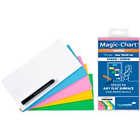Magic Chart Notes Legamaster, rechteckig, blanko, 2-seitig nutzbar, beschreibbar, selbstklebend, inkl. Boardmarker, B 200 x H 100 mm, Polypropylen, farbsortiert, 5 x 100 Stück