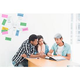 Magic Chart Notes Legamaster, rechteckig, blanko, 2-seitig nutzbar, beschreibbar, selbstklebend, inkl. Boardmarker, B 200 x H 100 mm, Polypropylen, farbsortiert, 5 x 100 Stück