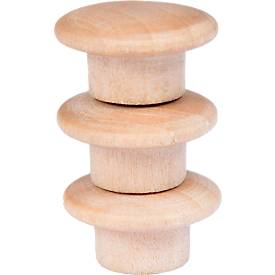 Magnet Legamaster WOODEN, 5 Stück, für Legamaster White und -Glasboards, ⌀ 25 x H 15,5 mm, Buchenholz, lackiert