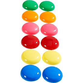 Magnete STM30, rund, Haftkraft 0,4 kg oder bis zu 6 Blätter des Formates A4, Ø 30 mm, farbsortiert, 12 Stück