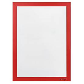 Magnetische polen Informatiekader magnetofix, A4 staand/liggend, zelfklevend, PP, rood, 2 stuks