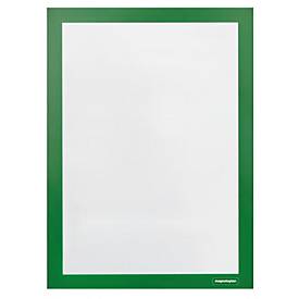 Magnetoplan-informatiekader magnetofix, A4 staand/liggend, zelfklevend, PP, groen, 2 stuks