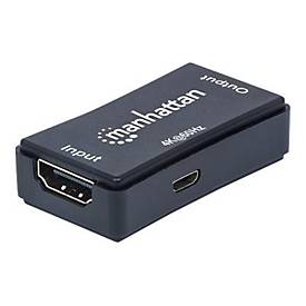 Manhattan HDMI Repeater, 4K@60Hz, Active, Boosts HDMI Signal up to 40m, Black, Three Year Warranty, Blister - Erweiterun