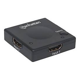 Manhattan HDMI Switch 2-Port, 1080p, Connects x2 HDMI sources to x1 display, Automatic and Manual Switching (via button)