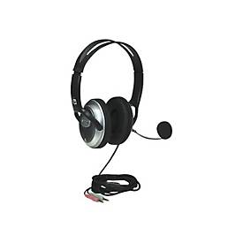Manhattan Stereo Over-Ear Headset (3.5mm), Microphone Boom (padded), Adjustable Steel Headband, In-Line Volume Control, 