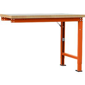 Manuflex Anbauwerkbank Profi Spezial, Tischplatte Kunststoff, 1250 x 700 mm, rotorange