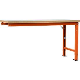 Manuflex Anbauwerkbank Profi Spezial, Tischplatte Kunststoff, 1750 x 700 mm, rotorange