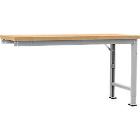 Manuflex Anbauwerkbank Profi Spezial, Tischplatte Multiplex, 1750 x 700 mm, alusilber