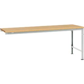 Manuflex Ansatztisch UNIVERSAL Spezial, Tischplatte Multiplex, 2000x1000, lichtgrau