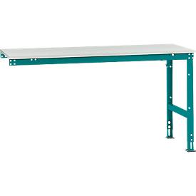 Manuflex Ansatztisch UNIVERSAL Standard, 1750 x 800 mm, Melamin lichtgrau, wasserblau