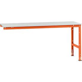 Manuflex Ansatztisch UNIVERSAL Standard, 2000 x 800 mm, Melamin lichtgrau, rotorange
