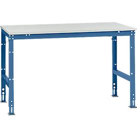 Manuflex Arbeitstisch UNIVERSAL Standard, 1500 x 1000 mm, Melamin lichtgrau, brillantblau