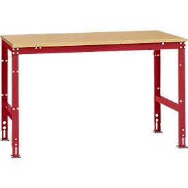 Manuflex Arbeitstisch UNIVERSAL Standard, 1500 x 1000 mm, Multiplex natur, rubinrot
