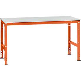 Manuflex Arbeitstisch UNIVERSAL Standard, 1750 x 1000 mm, Melamin lichtgrau, rotorange