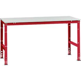 Manuflex Arbeitstisch UNIVERSAL Standard, 1750 x 1000 mm, Melamin lichtgrau, rubinrot