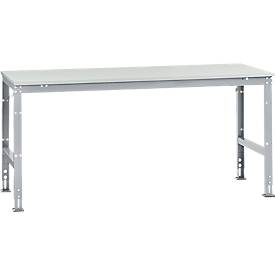 Manuflex Arbeitstisch UNIVERSAL Standard, 2000 x 1000 mm, Kunststoff lichtgrau, alusilber