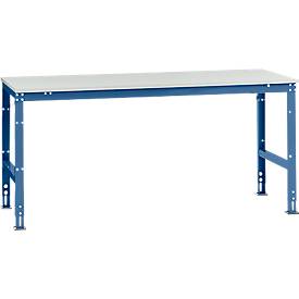 Manuflex Arbeitstisch UNIVERSAL Standard, 2000 x 1000 mm, Kunststoff lichtgrau, brillantblau