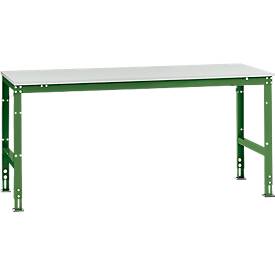 Manuflex Arbeitstisch UNIVERSAL Standard, 2000 x 1000 mm, Kunststoff lichtgrau, resedagrün