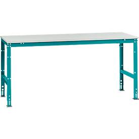 Manuflex Arbeitstisch UNIVERSAL Standard, 2000 x 1000 mm, Kunststoff lichtgrau, wasserblau