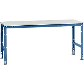 Manuflex Arbeitstisch UNIVERSAL Standard, 2000 x 1000 mm, Melamin lichtgrau, brillantblau