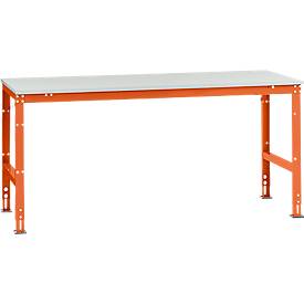 Manuflex Arbeitstisch UNIVERSAL Standard, 2000 x 1000 mm, Melamin lichtgrau, rotorange