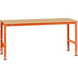 Manuflex Arbeitstisch UNIVERSAL Standard, 2000 x 1000 mm, Multiplex natur, rotorange