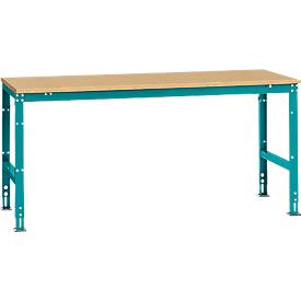 Manuflex Arbeitstisch UNIVERSAL Standard, 2000 x 1000 mm, Multiplex natur, wasserblau