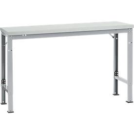 Manuflex Grundtisch UNIVERSAL Spezial, 1500 x 800 mm, Melamin lichtgrau, alusilber