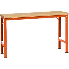 Manuflex Grundtisch UNIVERSAL Spezial, 1500 x 800 mm, Multiplex natur, rotorange