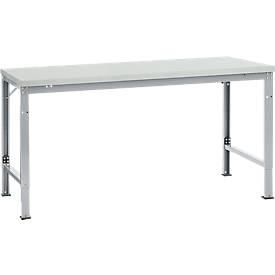 Manuflex Grundtisch UNIVERSAL Spezial, 1750 x 1000 mm, Melamin lichtgrau, alusilber