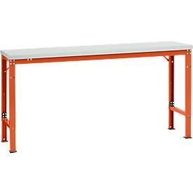 Manuflex Grundtisch UNIVERSAL Spezial, 1750 x 800 mm, Kunststoff lichtgrau, rotorange