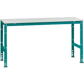 Manuflex Grundtisch UNIVERSAL Standard, Tischplatte Melamin, 1750x800, wasserblau