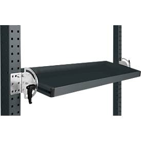 Manuflex Neigbare Ablagekonsole, für Reihe Universal oder Profi, Nutztiefe 195 mm, für Tischbreite 2500 mm, anthrazit