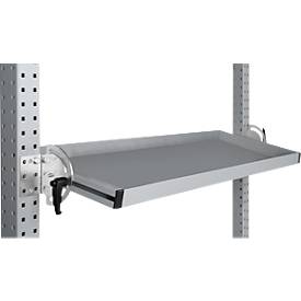 Manuflex Neigbare Ablagekonsole, für Reihe Universal oder Profi, Nutztiefe 345 mm, für Tischbreite 1250 mm, alusilber