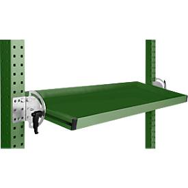 Manuflex Neigbare Ablagekonsole, für Reihe Universal oder Profi, Nutztiefe 345 mm, für Tischbreite 1250 mm, resedagrün