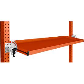Manuflex Neigbare Ablagekonsole, für Reihe Universal oder Profi, Nutztiefe 345 mm, für Tischbreite 1500 mm, rotorange