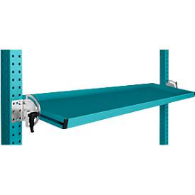 Manuflex Neigbare Ablagekonsole, für Reihe Universal oder Profi, Nutztiefe 345 mm, für Tischbreite 1500 mm, wasserblau