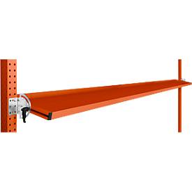 Manuflex Neigbare Ablagekonsole, für Reihe Universal oder Profi, Nutztiefe 345 mm, für Tischbreite 2000 mm, rotorange