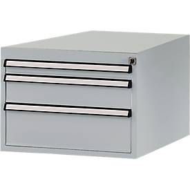 Manuflex Schubladen-Unterbauten, für Werkbank Profi Tiefe 700 mm, alusilber