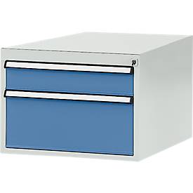 Manuflex Schubladen-Unterbauten, für Werkbank Profi Tiefe 700 mm, lichtgrau/brillantblau