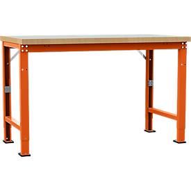 Manuflex Werkbank Profi Spezial, Tischplatte Kunststoff, 1500 x 700 mm, rotorange