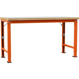 Manuflex Werkbank Profi Spezial, Tischplatte Kunststoff, 1750 x 700 mm, rotorange