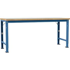 Manuflex Werkbank Profi Spezial, Tischplatte Kunststoff, 2000 x 700 mm, brillantblau