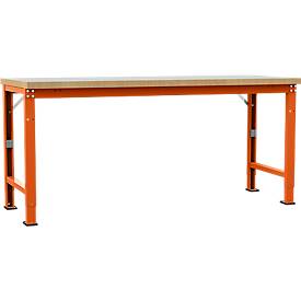 Manuflex Werkbank Profi Spezial, Tischplatte Kunststoff, 2000 x 700 mm, rotorange