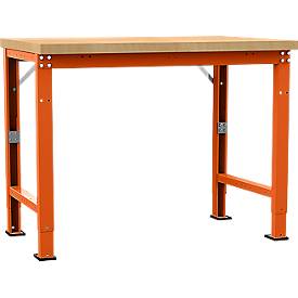 Manuflex Werkbank Profi Spezial, Tischplatte Multiplex, 1250 x 700 mm, rotorange