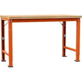 Manuflex Werkbank Profi Spezial, Tischplatte Multiplex, 1500 x 700 mm, rotorange